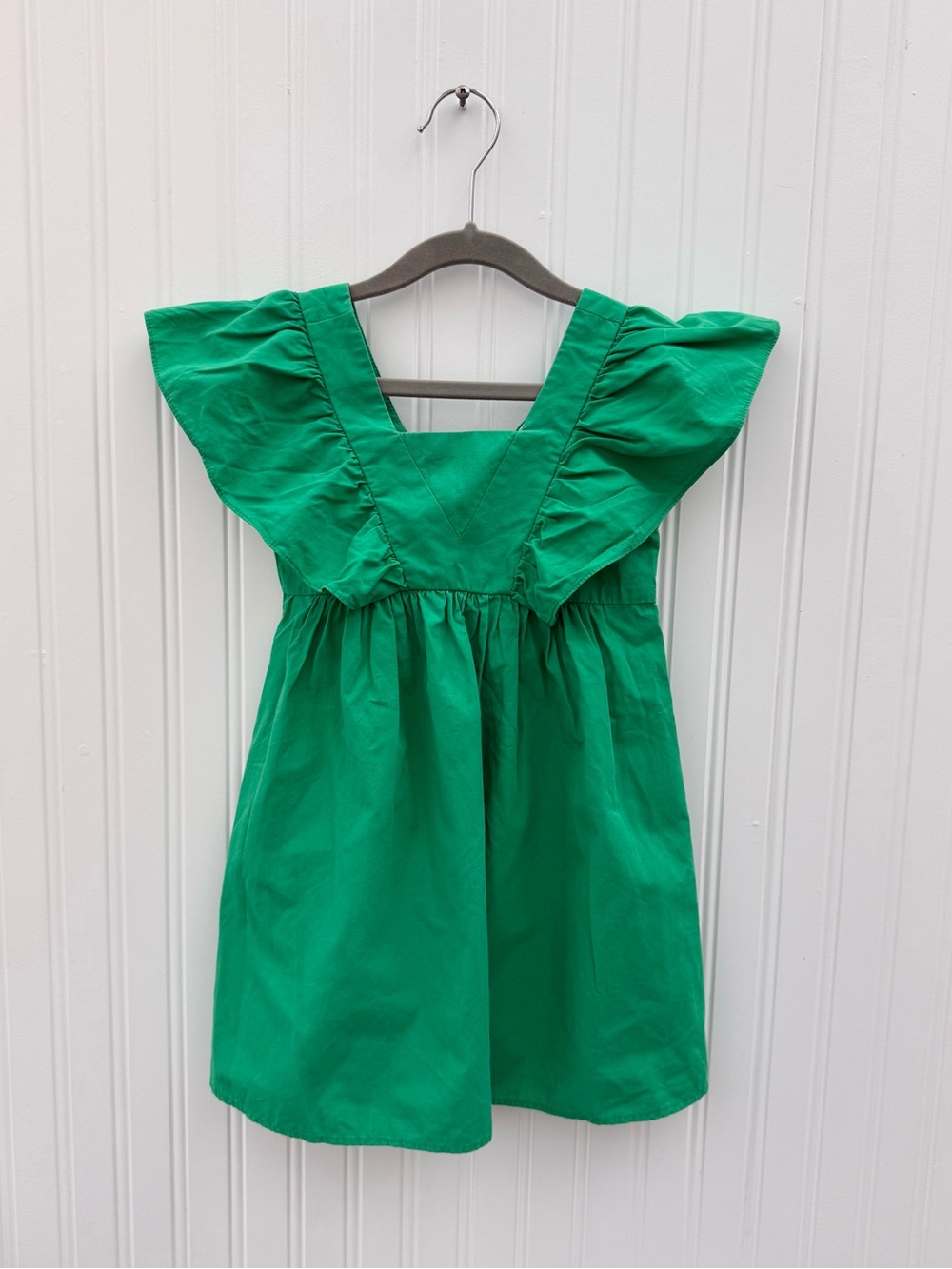 Zara Girls Green Flutter Sleeve V-Neck Mini Dress Size 5